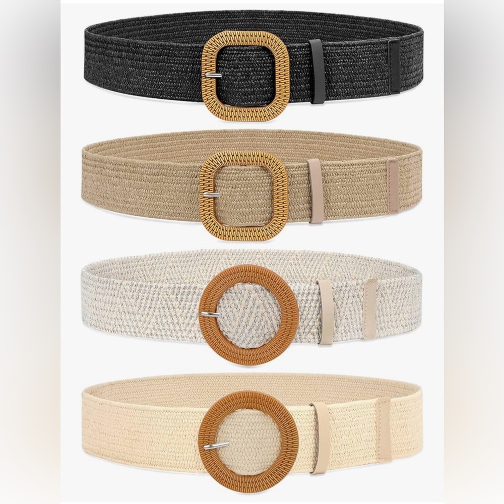 Stylish Woven Belt Set - Black, Tan, Cream